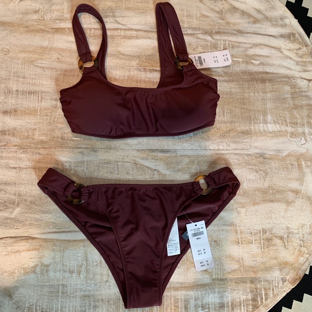 Abercrombie & Fitch 2 piece maroon swim suit